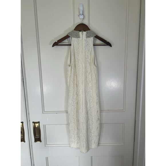 Vintage 90s Alex Evenings Pearl Halter Lace Bodycon Dress Womens Size 4 Ivory - Picture 3 of 8